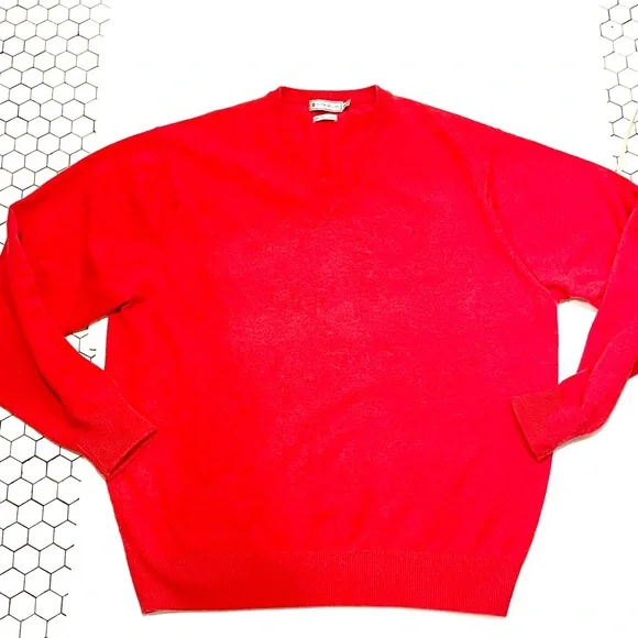 PETER MILLER Men’s V Neck Luxe Cashmere XL Sweater Raspberry - Picture 7 of 7